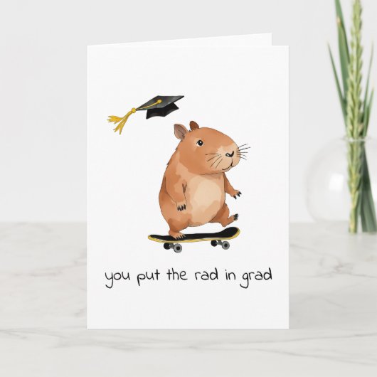 Rad Afstudeerder Skateboarden Capybara Afstuderen Kaart (Voorkant)