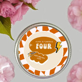 Rad Cool Dude | Jongens Retro Checkered 4e verjaar Ronde Sticker