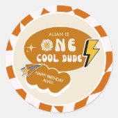 Rad Cool Dude | Jongens retro geruite verjaardag Ronde Sticker (Voorkant)