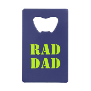 Rad Dad neon green marvy blue modern typografie Kredietkaart Flessenopener