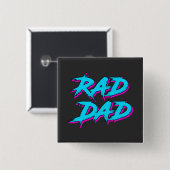Rad Dad Retro jaren '80 Vierkante Button 5,1 Cm (Voorkant /achterkant)