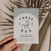 Rad Dinosaurus Drie Rex Jongens Blauw Verjaardag Kaart