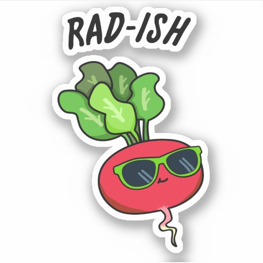 Rad-ish Grappige Plantaardige Radijs Pun Sticker (Voorkant)