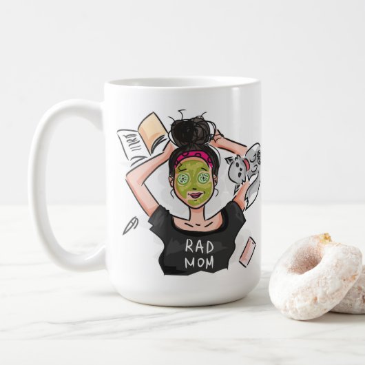 Rad Mam's Day Off Illustration Koffiemok (Met donut)