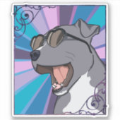 Rad Pit Bull Dragen Zonnebril Sticker (Voorkant)