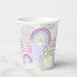 Rad Rainbow 90's Style Little Girl Verjaardagsfees Papieren Bekers