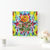 RAD Rozen wandklok Vierkante Klok (Huis)