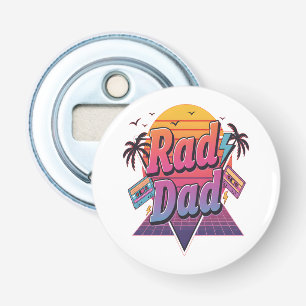 Rad Vader – Retro 80s Neon Stijl voor Coole Vaders Button Flesopener