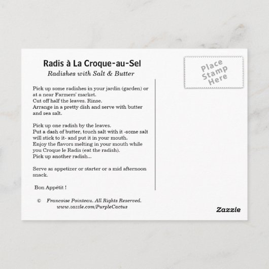 Raden met zout en boter briefkaart (Achterkant)