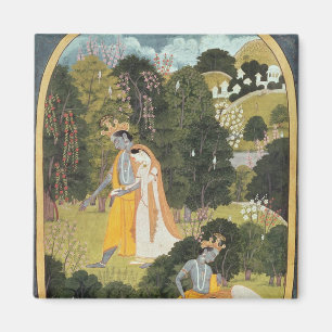 Radha en Krishna die in een grove lopen Magneet