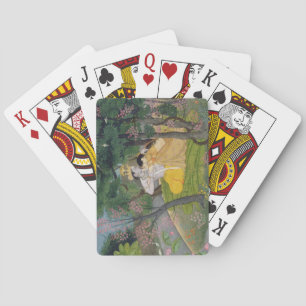 Radha en Krishna omhelzen in een bloeiende golf Pokerkaarten