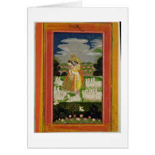 Radha en Krishna omhelzen in een geïdealiseerd la