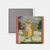 Radha en Krishna omhelzen in een geïdealiseerd lan Magneet (Voorkant / Achterkant)
