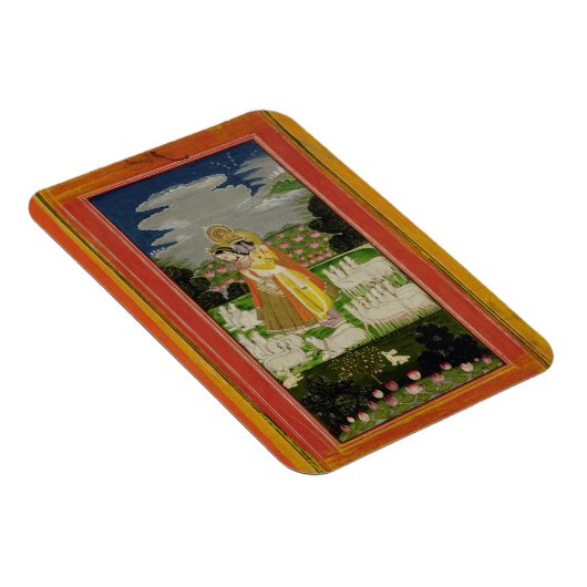 Radha en Krishna omhelzen in een geïdealiseerd lan Magneet (Rechterzijde)