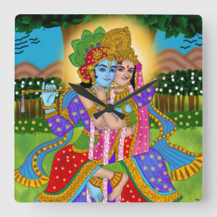 Radha Krishna Clock Vierkante Klok