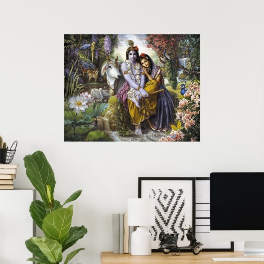 Radha Krishna Impression d'affiche en couple attra (Bureau à domicile)