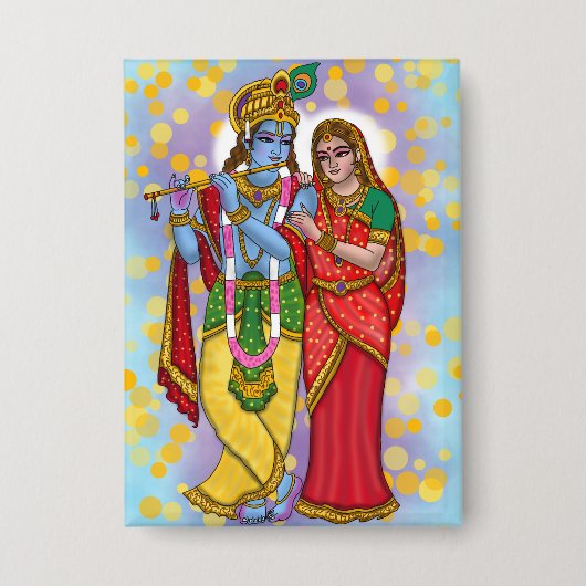 Radha Krishna-knop Button (Voorkant)