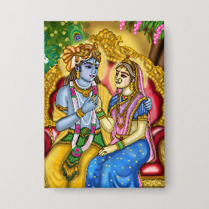 Radha Krishna-knop Button
