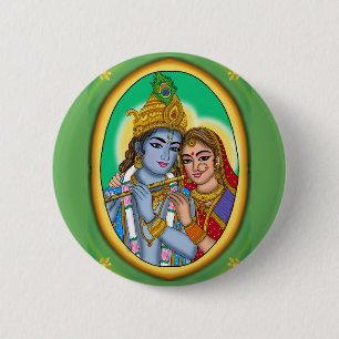 Radha Krishna-knop Ronde Button 5,7 Cm