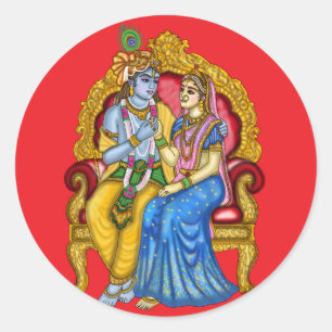 Radha Krishna-knop Ronde Sticker