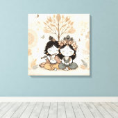 Radha Krishna Mandala Art mural | Amour Éternel  (Insitu (Plancher de Bois))