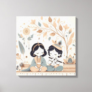 Radha Krishna Mandala Art mural Spirituel