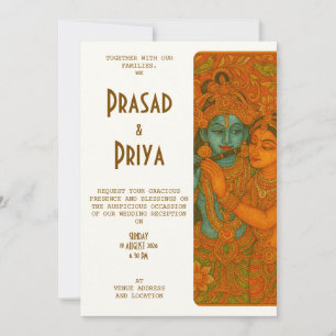 Radha Krishna Muurschildering Indisch Kaart