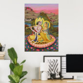 Radha Krishna over het Poster Lotus (Thuiskantoor)
