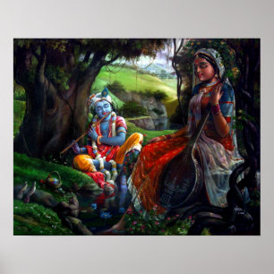 Radha Krishna Painting (Indische mythologie) Poster
