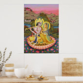 Radha Krishna sur Lotus Poster (Cuisine)