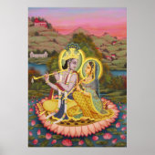 Radha Krishna sur Lotus Poster (Devant)