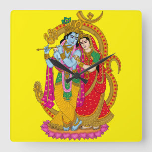 Radha Krishna wandklok Vierkante Klok