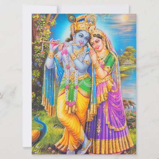 Radha Krishna with Flute Hare Krishna Kaart (Voorkant)