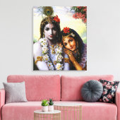 RadhaAndKrishna - Gekapeld Canvas Afdruk (Insitu (Woonkamer))