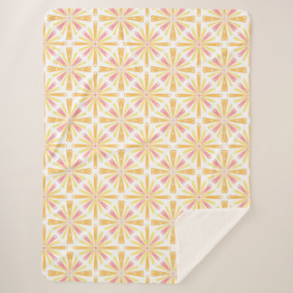 Radial Heart Sunburst Patroon Roze Geel Sherpa Deken