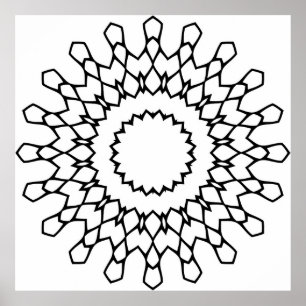 Radiale Bloemblad Mandala Kleurplaat Vet Patroon Poster