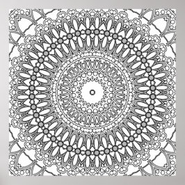 Radiale Bloemrijke Mandala met Gelaagde Ringen Pat Poster