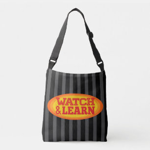 Radiale ovale strepen bekijken en leren crossbody tas