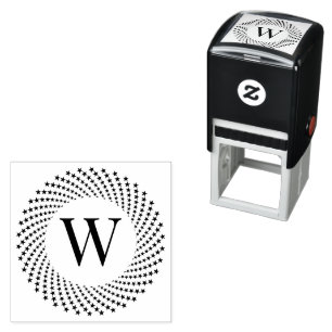 Radiale sterren ronde frame enkele initiële monogr zelfinktende stempel