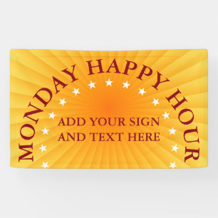 Radiale stralen - oranje geel + uw ideeën spandoek