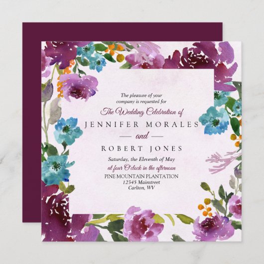 Radiance Wedding Invitation Square Kaart (Voorkant / Achterkant)