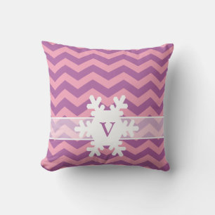 Radiant Bevroren Orchid Chevrons met Snowflake Kussen