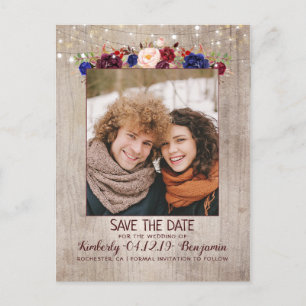 Radiant Bloom Bloemen Rustieke Foto Save the Date Aankondigingskaart