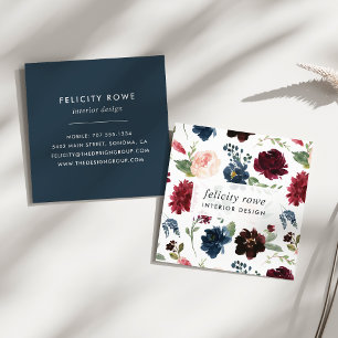 Radiant Bloom   Botanisch patroon Vierkante Visitekaartje