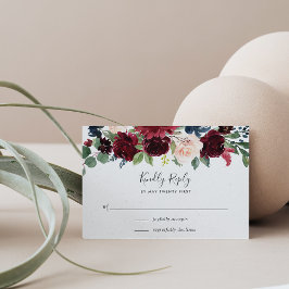 Radiant Bloom | Bourgogne en Floral van de marine RSVP Kaartje