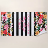 Radiant Bloom Floral gepersonaliseerd Strandlaken (Voorkant)