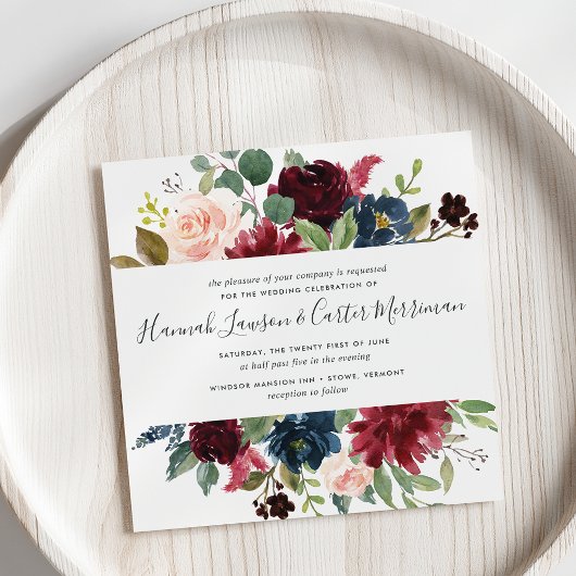 Radiant Bloom Floral Wedding Uitnodiging | Vierkan