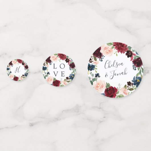 Radiant Bloom gepersonaliseerde bruiloft Confetti (Voorkanten)