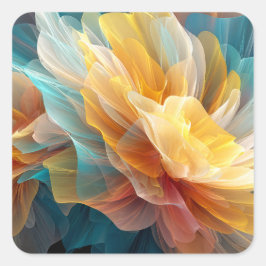 Radiant Bloom of Ethereal Petals in Light Vierkante Sticker