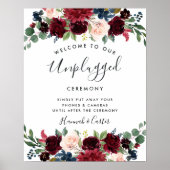 Radiant Bloom Unplugged Wedding Ceremony Sign Poster (Voorkant)